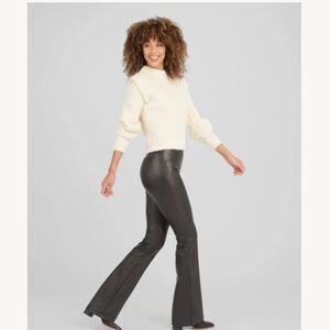 SPANX Black Leather Flare Pants